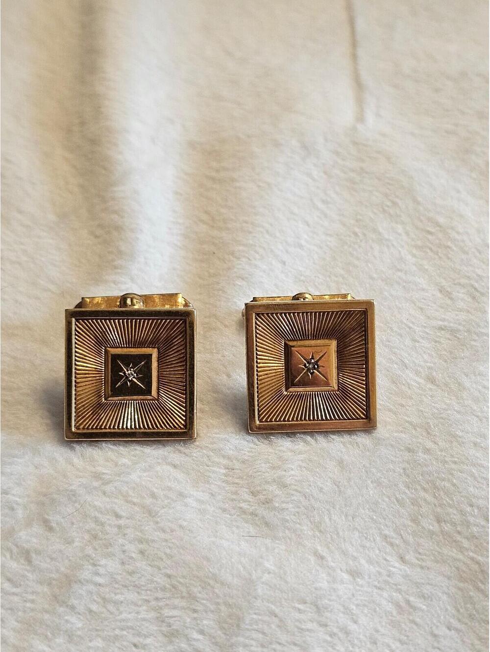 12k 1/20 GF Gold With Diamond Cuff Links